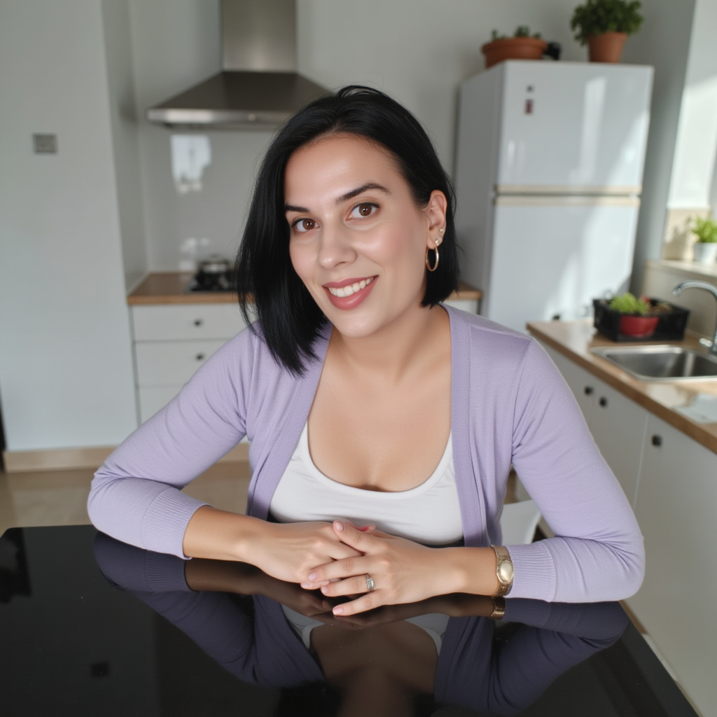 Noemí García sonriendo con un bol de arándanos